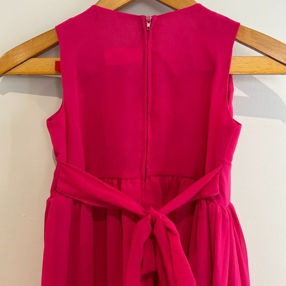 Girls Fuchsia dress Chiffon with asymetric Ruffle - Picture 7 of 12